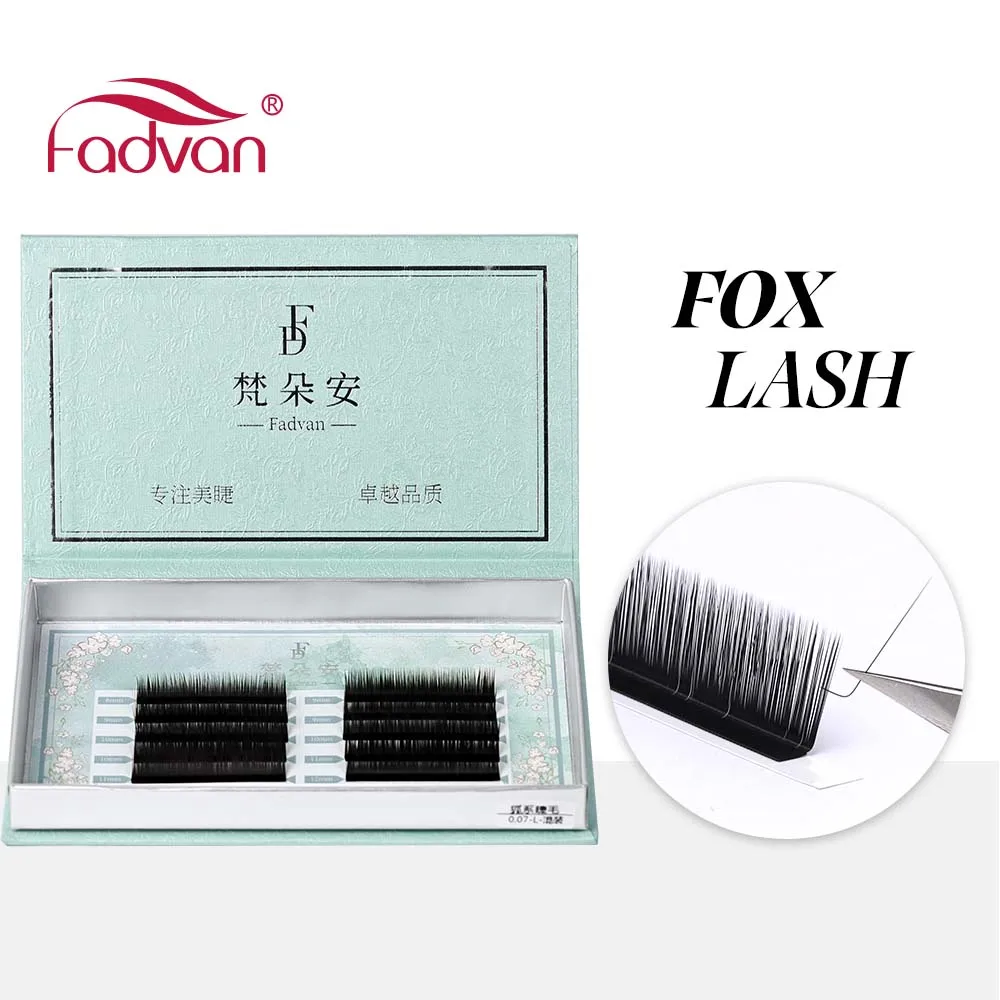 FADVAN L/LU curl False Eyelash Extensions Fox Eyes 0.07  Eyelash Extensions 8-12mm Natural Soft Professional Lash 10 Rows