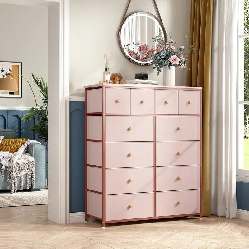 RaybeeFurniture Sturdy Fabric Dresser with 12 Drawers , Furniture Storage Chest Tower Unit for Bedroom, Hallway, Closet, Office