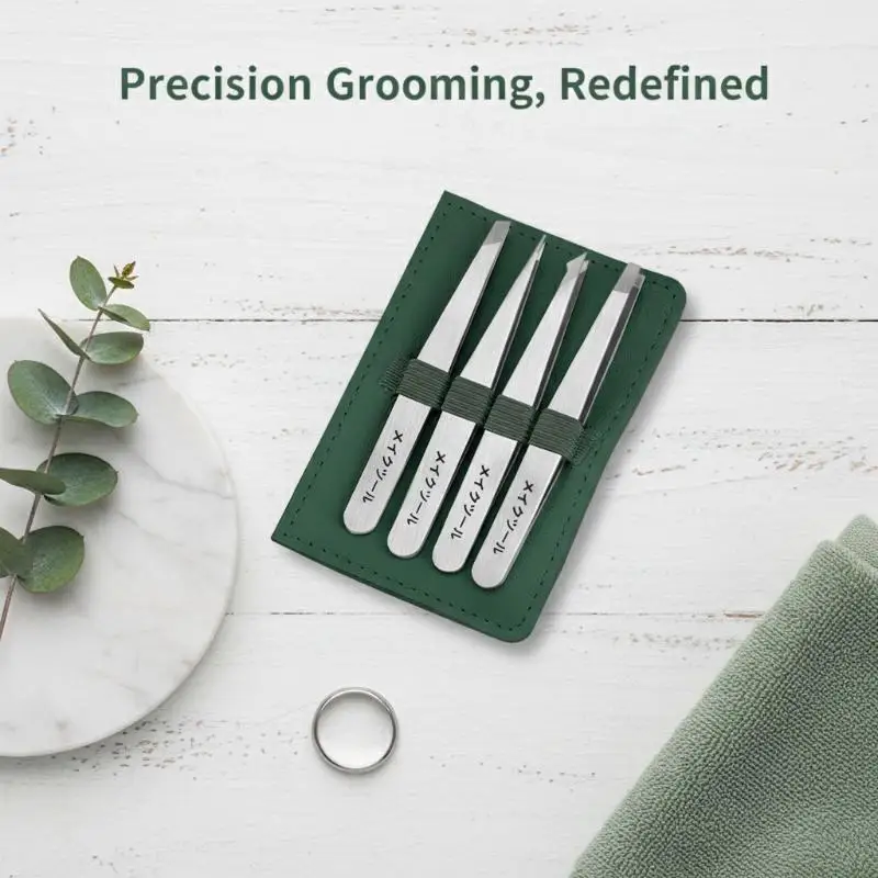 4Pcs Precision Eyebrow Tweezer Set High Quality Stainless Steel for Eyebrow Shaping Splinter Removal Home Beauty Grooming