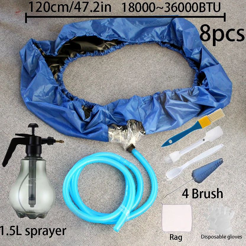 95/120cm  1-3P Summer Air Conditioning Water Bag Thickened AC Cleaning Cover Kit Tools 36000BTU with Cleaning Brush Sprinkler