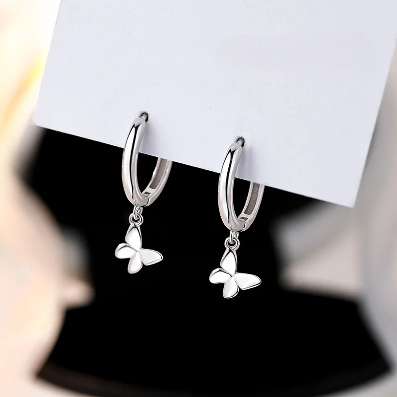 925 Sterling Silver Vintage Butterfly Earrings Dla kobiet Modna biżuteria z kolczykami Zapobiegaj alergiom Akcesoria imprezowe Prezent
