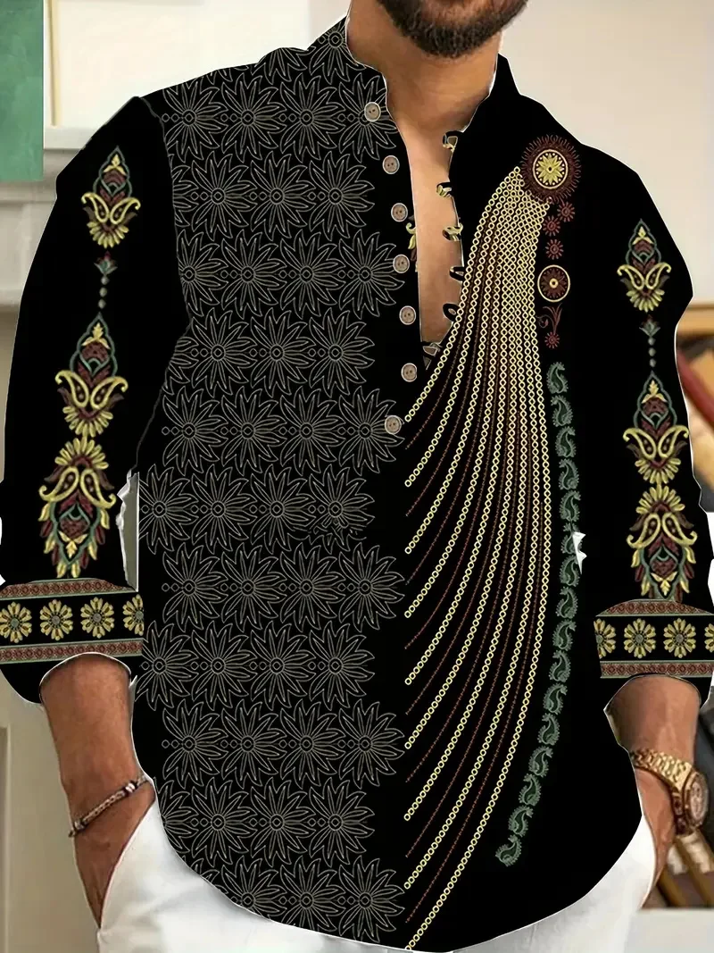 

Men's Casual Multifunctional Fashion Street Men's Shirt Lapel Long Sleeve Top Men's Bird Long Sleeve Shirt