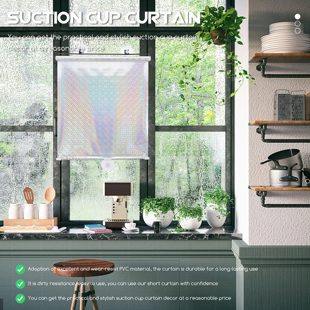 

Blackout Roller Blinds Suction Cups Window Shades Balcony Shade Kitchen Privacy Curtain Household Wear Resistant Nail Free