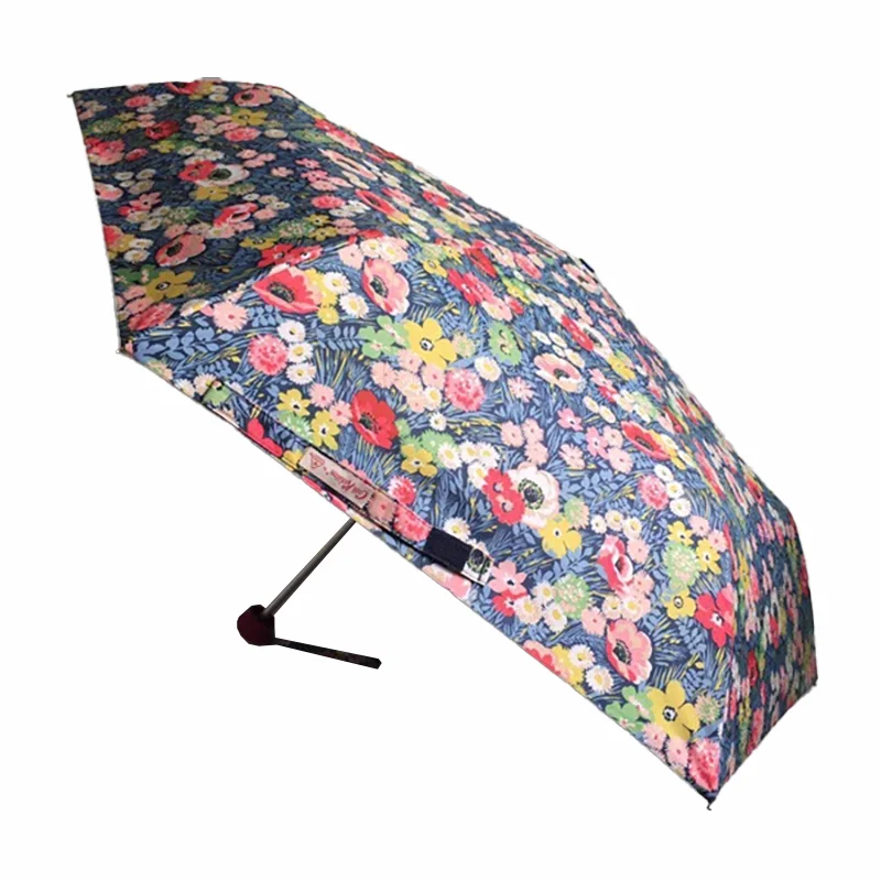 Daisy blue glue fashion printed full shading sun and UV protection ultra light windproof and rain dual-use 3 folding umbrella