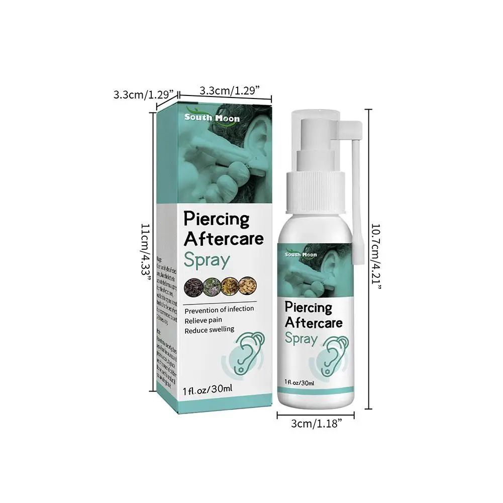 30ML Piercing Aftercare Spray disinfezione orecchini gonfiore lavaggio liquido pulizia orecchio foro portatile lenire il dolore cerume Reli V7J1