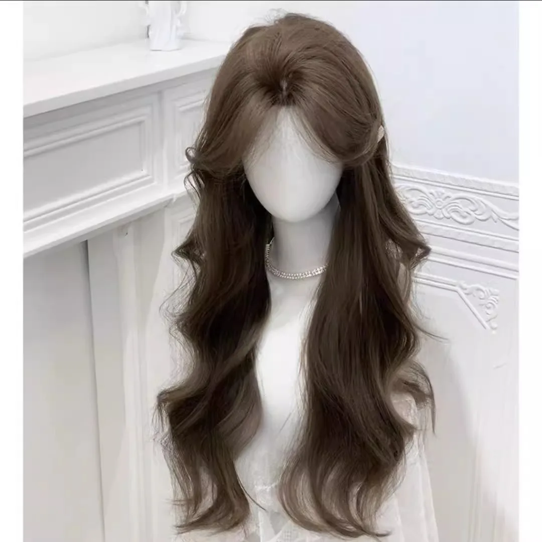 Women's Winter New Korean-style Aesthetic Big Wave Hazelnut Brown Medium Part Long Wavy synthetic Wig