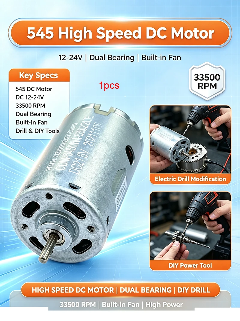 RS-545 Mini 36mm Motor DC 12V 18V 21.6V 24V 33000RPM High Speed Power Double Ball Bearing Electric Drill Garden Tool Motor