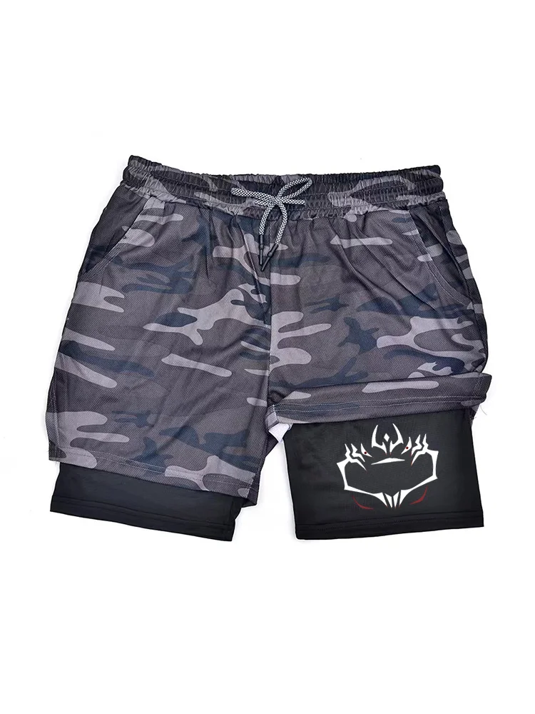 

Мужские шорты для бега 2 в 1, двухэтажные спортивные шорты, спортивная одежда, шорты для тренажерного зала и фитнеса, тренировочная нижняя часть для бега, мужская одежда