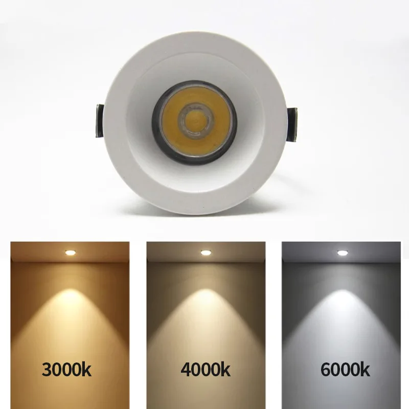 Lampu LED Mini Downlight 1W 3W 30-32mm ukuran lubang AC220V lampu tampilan perhiasan lampu langit-langit lampu sorot kabinet Tertanam hitam/putih