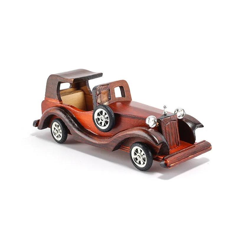 Mini 12 Inch Retro Vintage Car Ornaments European Style Creative Home Desktop Decoration Model Wooden Handicrafts Holiday Gift