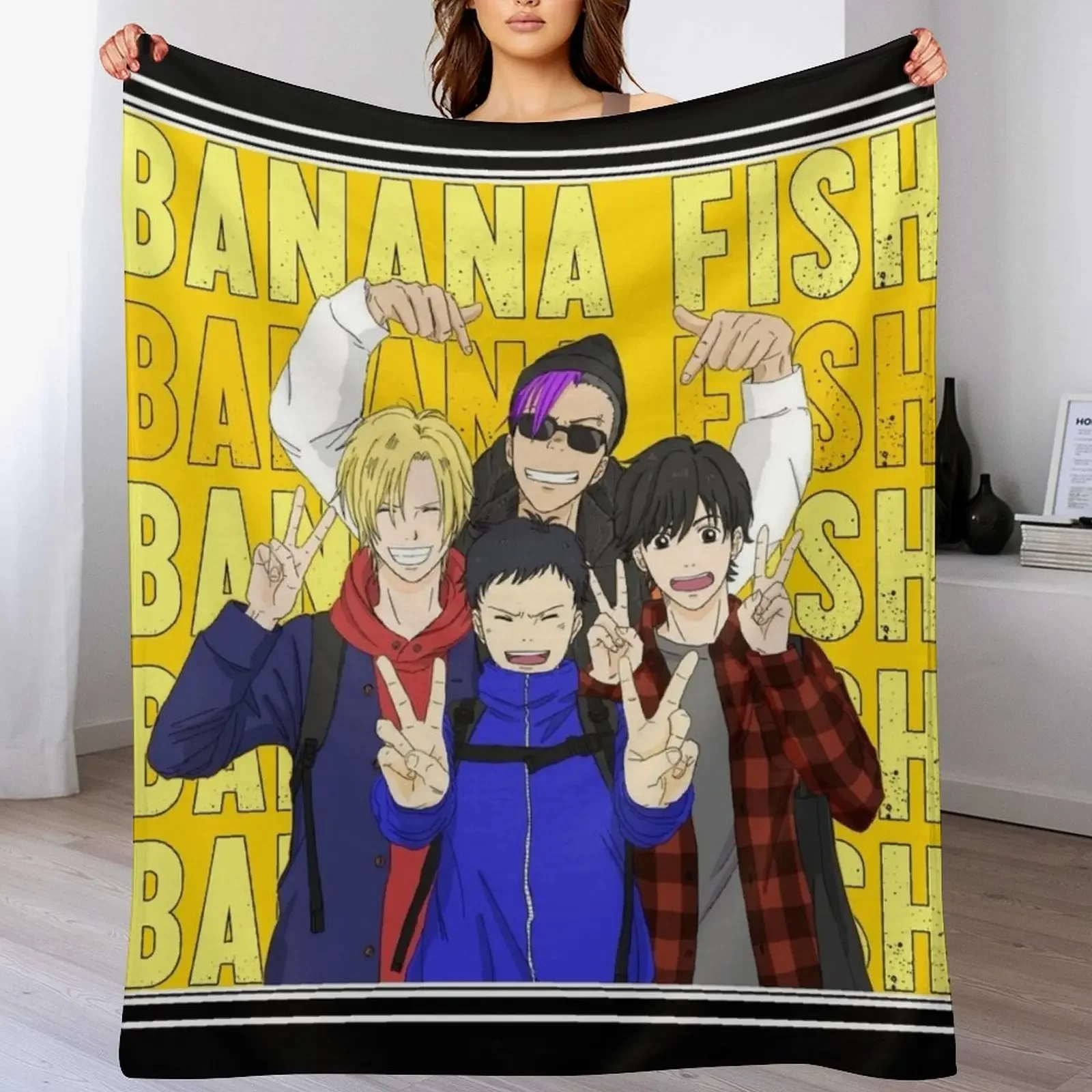 

Banana Fish Gang Throw Blanket for babies Summer blankets and throws Loose Blankets