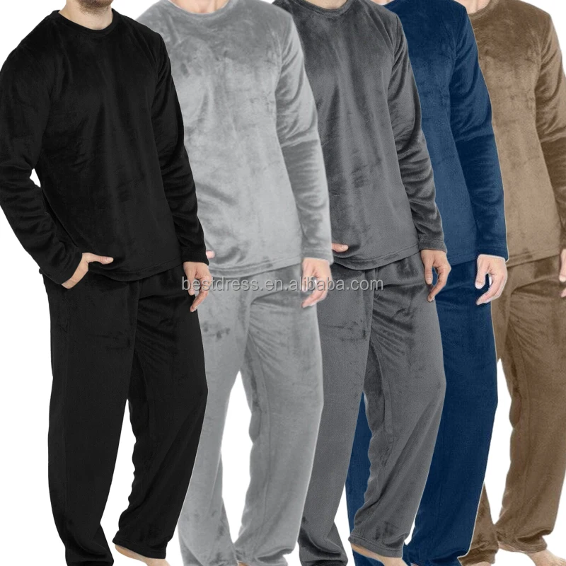 

2 Pcs Winter Men's Suit Soft Coral Fleece Pajamas Fall and Winter Home Wear Long-sleeved Warm Clothes Padded Thickened Pants