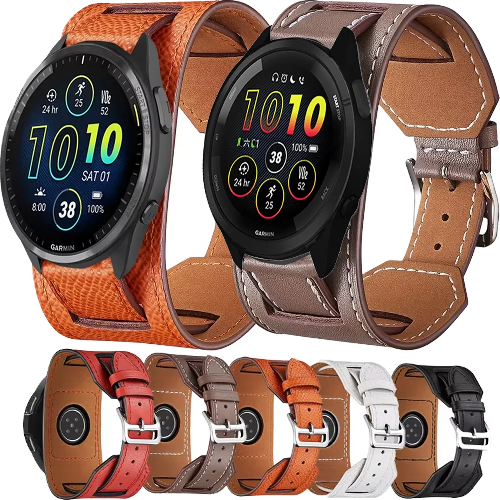 

20mm 22mm Leather Strap for Garmin Vivoactive 6 5 4/Vivomove Trend Bracelet Garmin Forerunner 265 255 Music 55 965 955 165 Belt