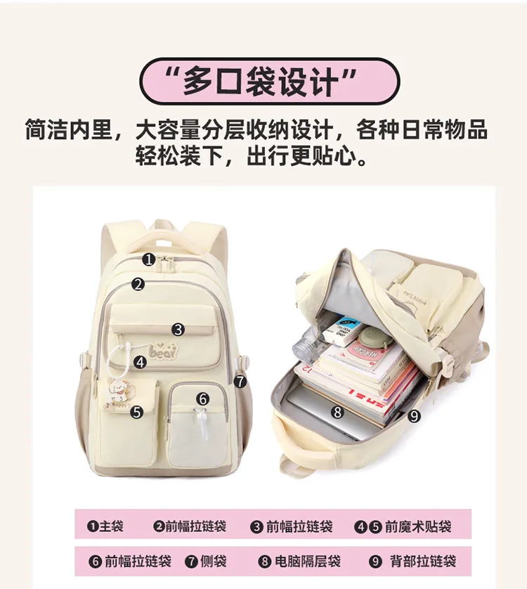 Zaino scolastico per adolescenti Zaino per ragazzi e ragazze per bambini Borsa per studenti delle scuole medie elementari per bambini dai 6 ai 12 anni