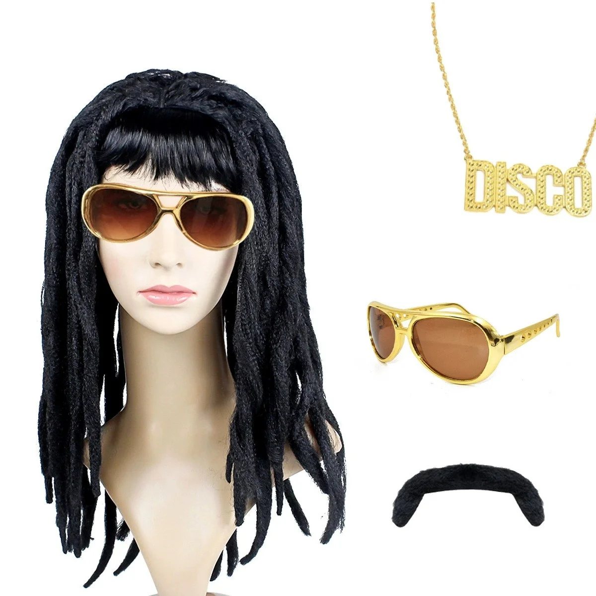 باروكة تنكرية على طراز موسيقى الروك الثمانينية لعيد الهالوين، مجموعة شعر منفوشة، باروكة للتنكر بأسلوب الموسيقى الثقيلة والديس...