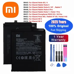 2025 Years Mi Original Battery For Xiaomi Redmi Note 4 4X 5 6 7 8 8T 9 9T Pro Mi6 Mi9 Pocophone Poco M3 X3 Pro Battery Bateria