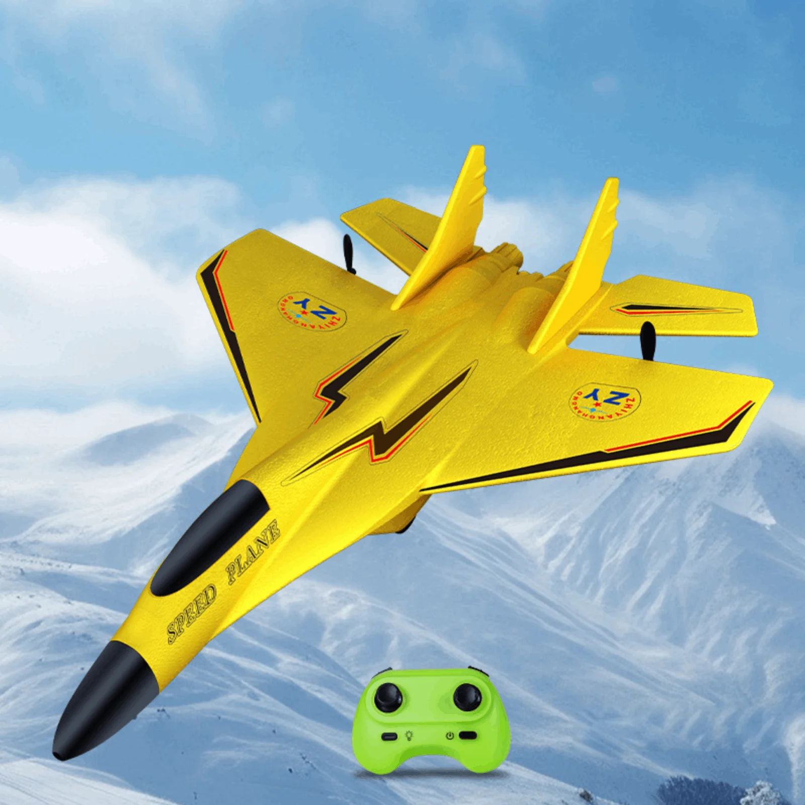 Fixed Wing Aircraft 2 Channels with Flash Light Jet Fighter Anti Falling RC Glider Easy to Fly for Kids and Adults Outdoor Toys