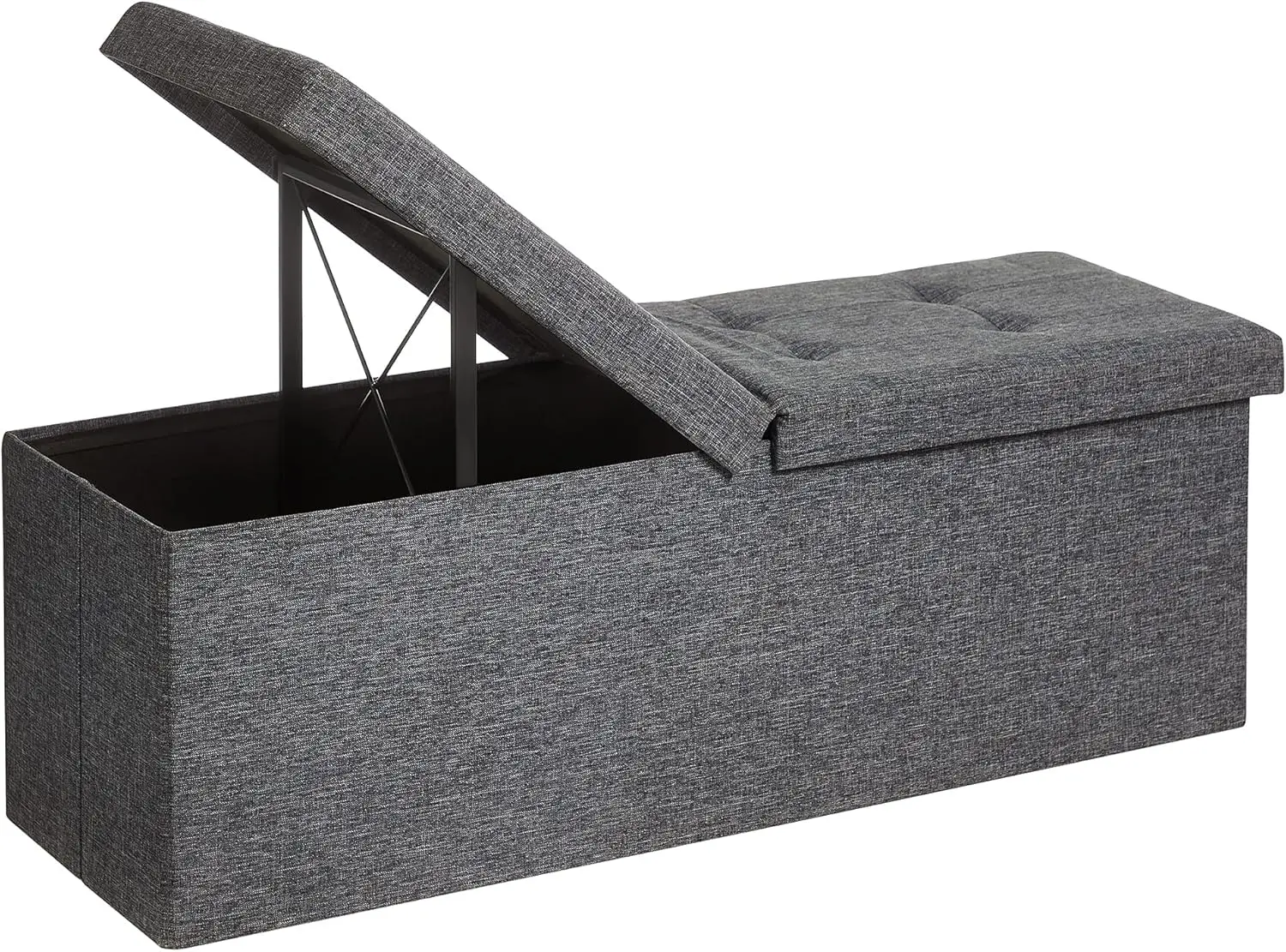 

43" Foldable Storage Ottoman Bench with Flipping Lid, 660 lb Capacity, Dark Gray for Living Room
