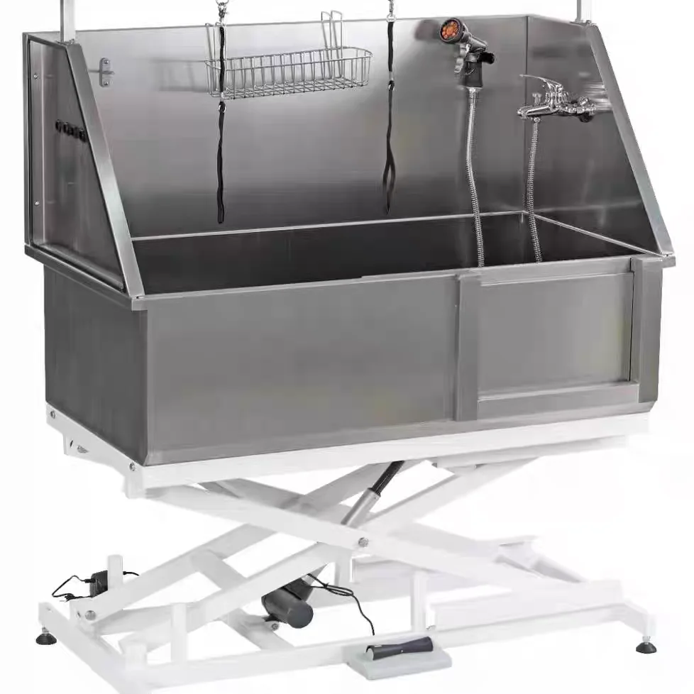 

Eco-Friendly Stainless Steel Pet Tubs Sliding Door Large Pet Grooming Bathtubs For Pet Cleaning And Bathing Products