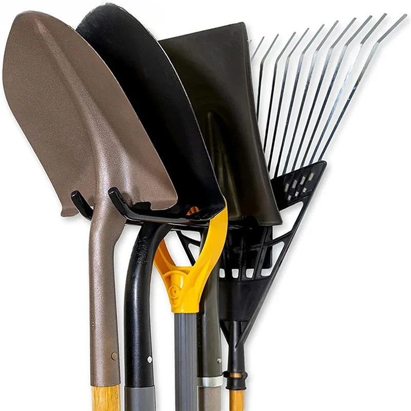 Home Garden Garage Tools Display Wall-mounted Rack Shovel Rake Broom Hose Spade Storage Stand Black Carbon Steel Rack Antislip