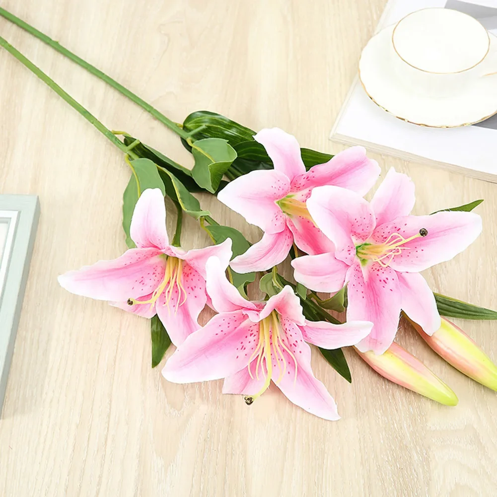 Artificial Lily Elegant Bouquet of Artificial Lillies Babysbreath Hydrangea and Rose for Wedding Table Centerpiece