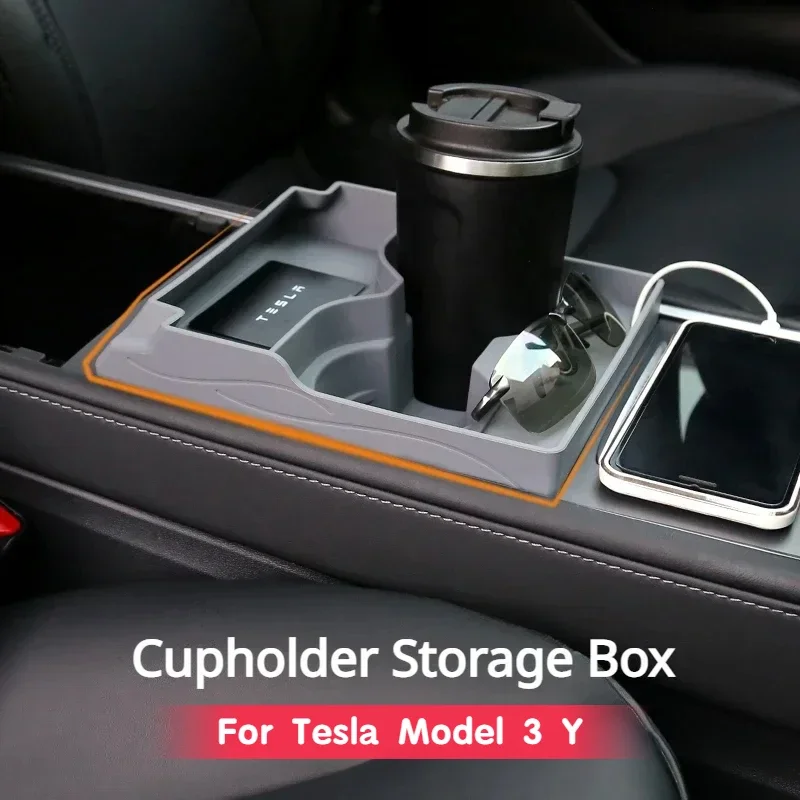 For Tesla Model 3 Y Central Control Water Cup Holder Center Console Card Slot Fixing Limiter Mounts Storage Box Accessories 2023