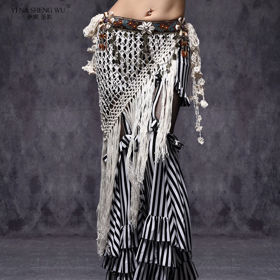 Tribal ATS riem buikdans heupsjaal kleding kwast munt zigeuner buik stijl handgemaakte heupsjaal accessoires verstelbaar