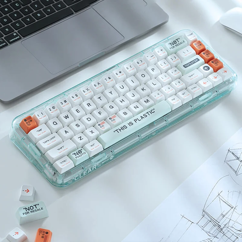 Original Mojo68 PLASTIC Hot-swap Mechanical Keyboard Wireless Bluetooth Three-mode Rgb Backlit Custom Keyboard Transparent Body