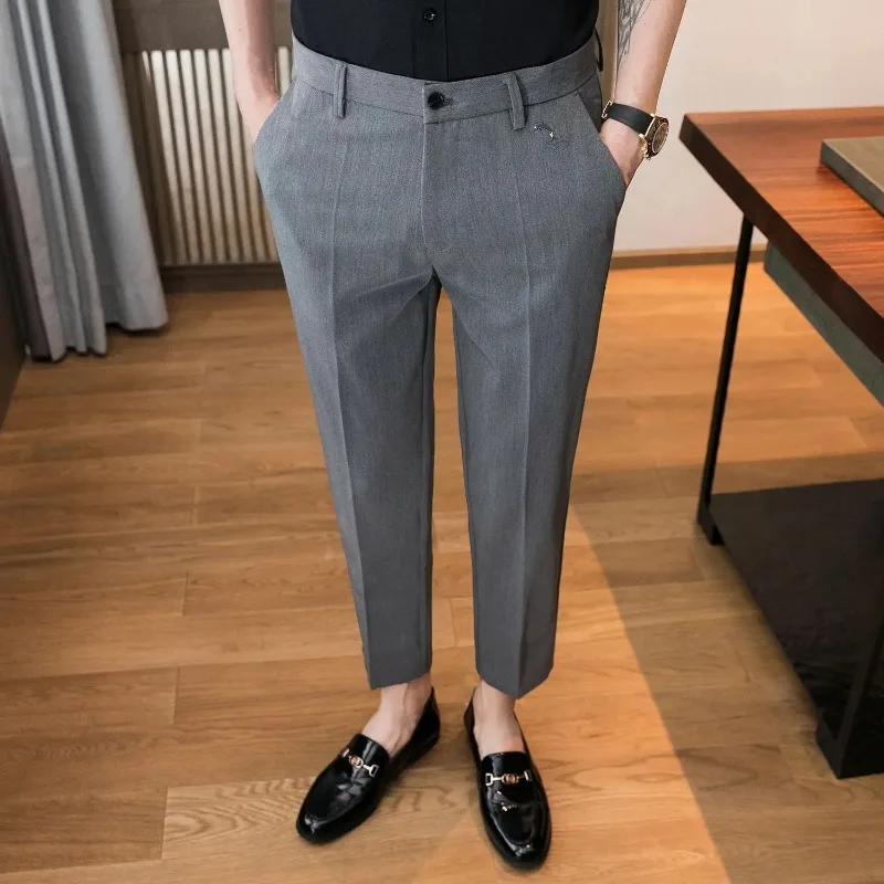 Business Baggy Office Trousers for Men Straight Summer Thin Loose Casual Pants Man Tailoring Clothes Cheap High Quality Sale Y2k