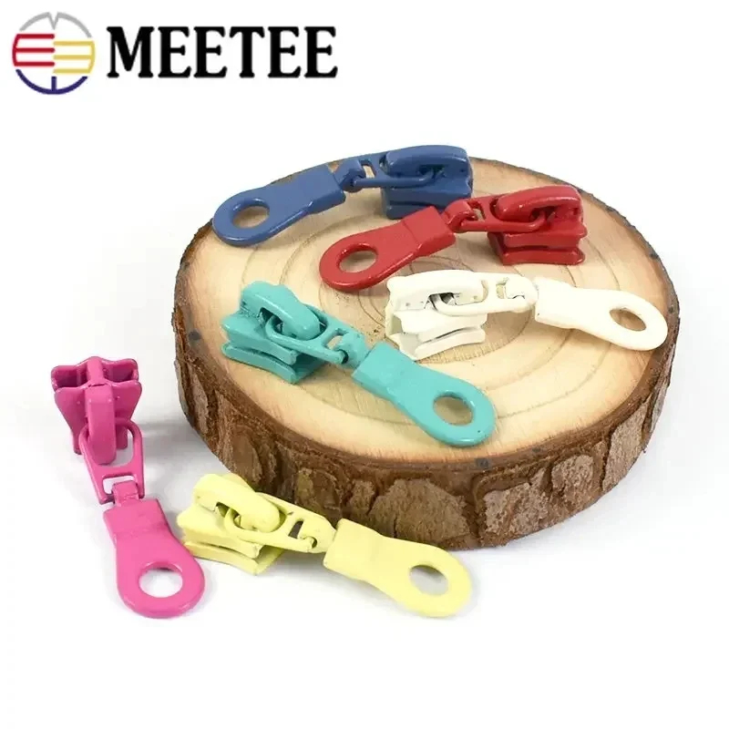 5/10/20Pcs Meetee 5# Zipper Slider for Resin Zippers Tape Clothes Pencil Bag Zip Pulls Head Repair Kit DIY Replacement Accessory