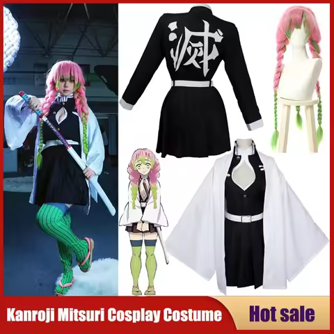 Kanroji Mitsuri Cosplay Costume Anime Kimetsu No Yaiba Game Demon Slayer Full Set Adult Kids Wig Kimono Suit Party Women Uniform