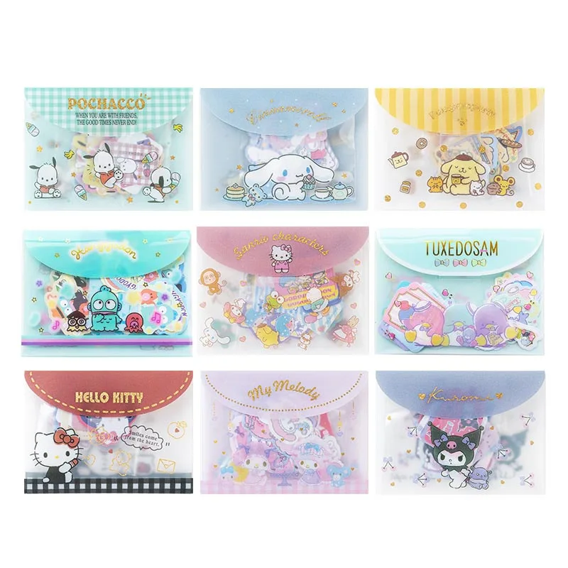 10pack/lot Sanrio Hangyodon Kuromi Stickers Kawaii Pochacco Kitty Scrapbooking DIY Diary Decorative Sticker Stationery Label