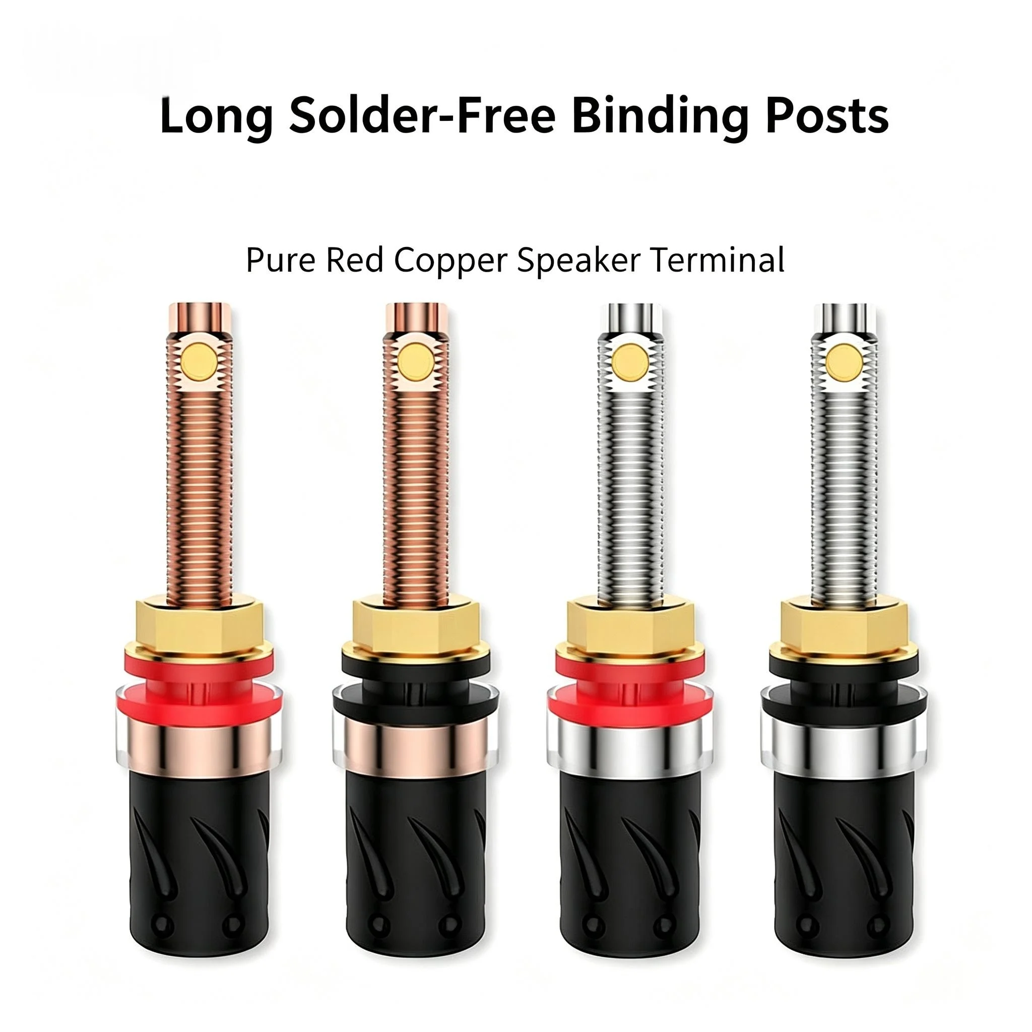 Viborg Pure Copper Rhodium Plated Solder-Free Speaker Binding Post Terminal HiFi Amplifier Banana Plug Socket Audio Connector