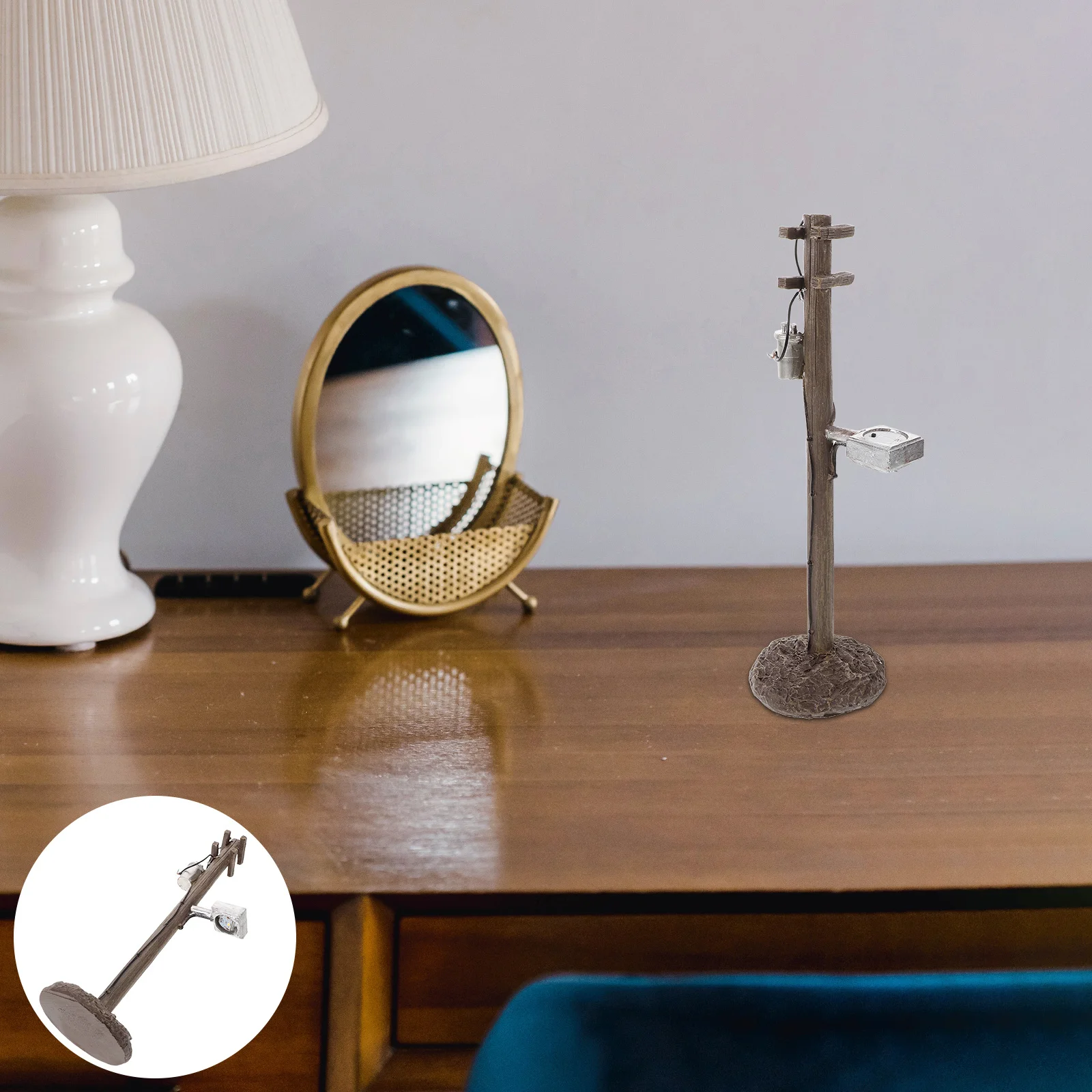 

11X3.14 Inch Wooden Streetlight Lamp Resin Base Retro Table Lamp For Bedroom Desk Reading Nightstand Decor Small Aesthetic Light