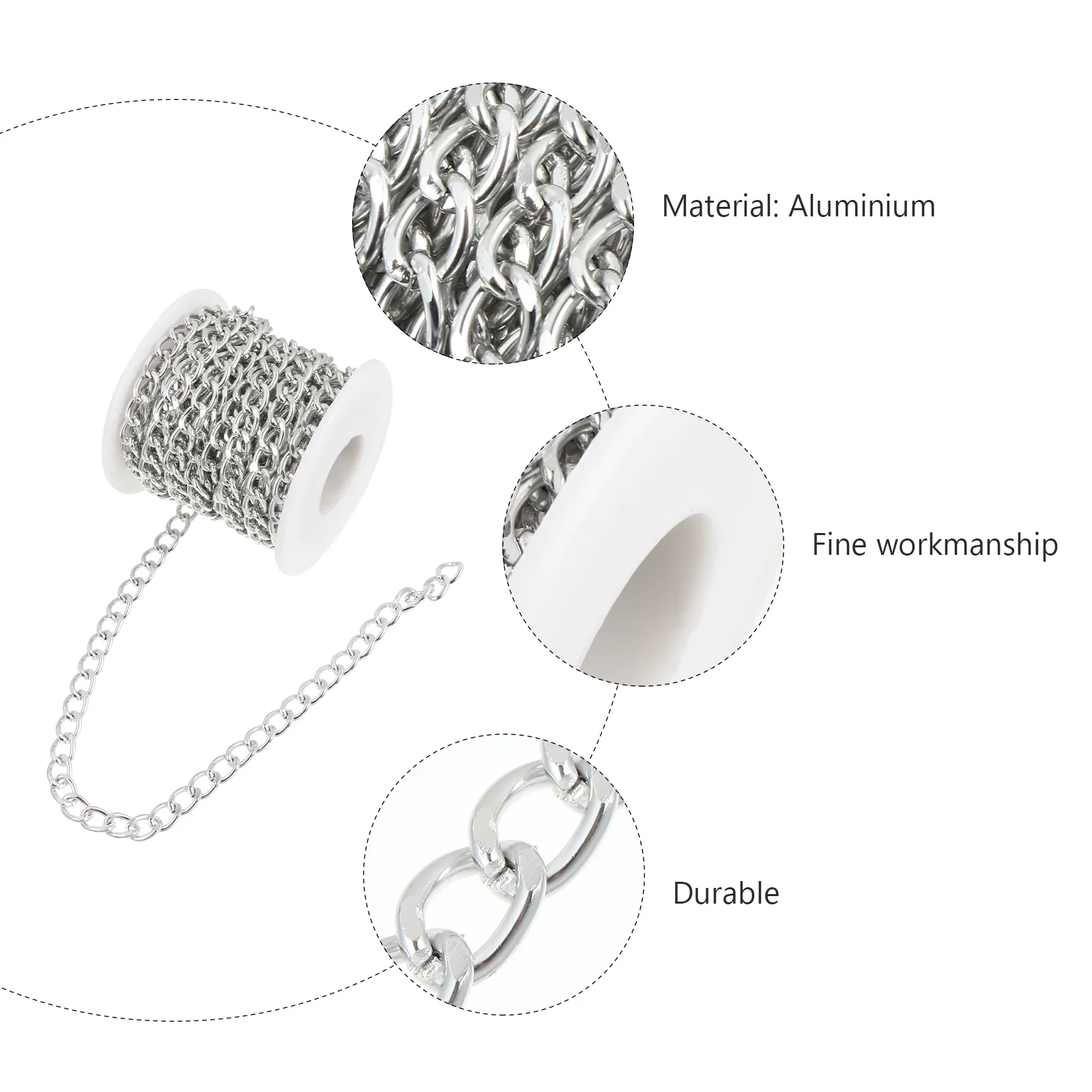 

1 Roll Metal Chain Aluminum DIY Decorative Chain for Jewelry Making Necklace Bracelet Anklet Craft Bag Suitcase Replacement