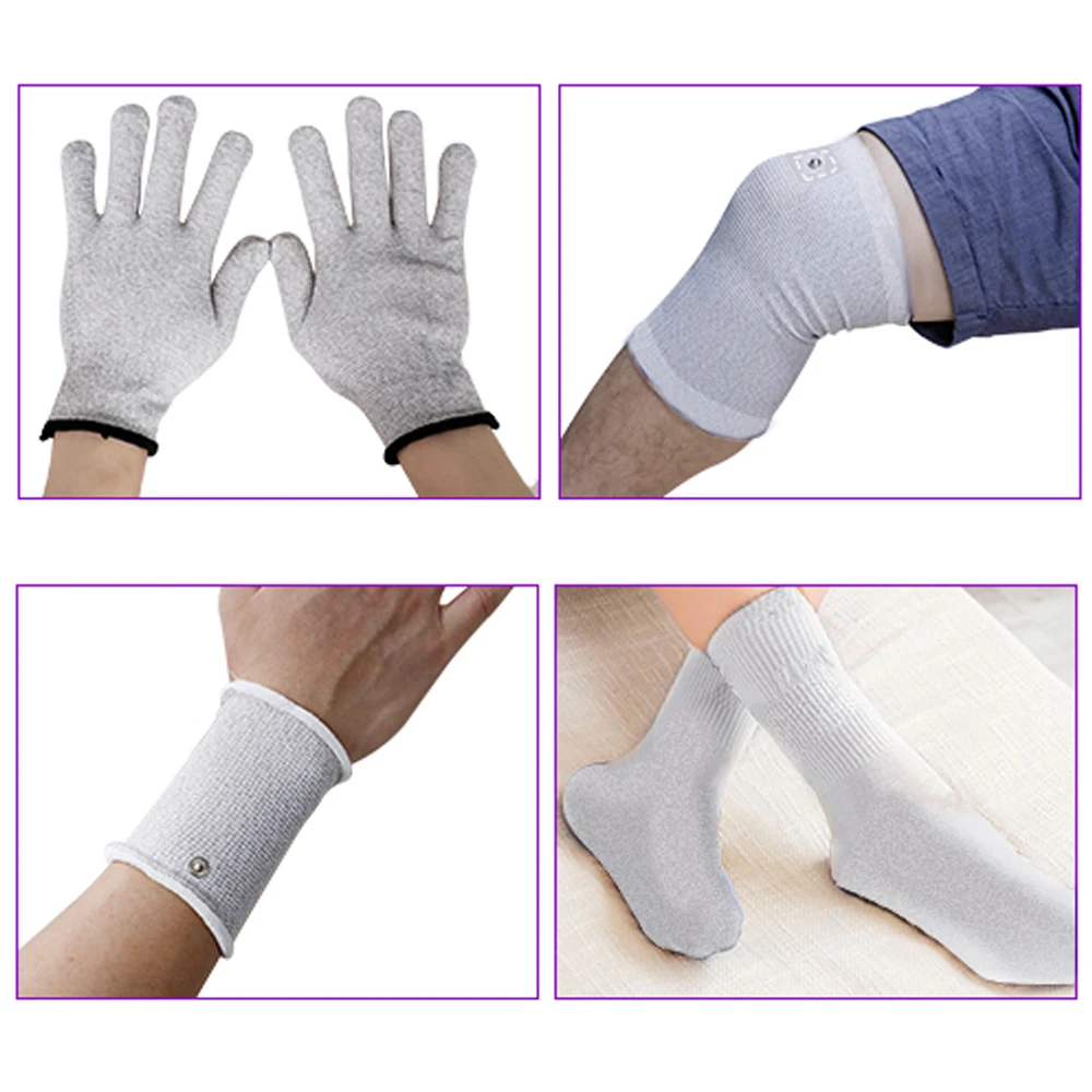 

Электродные перчатки на запястье из серебряного волокна Носки ​ Аксессуары для защиты коленей для массажера тела TENS, стимулятор мышц EMS