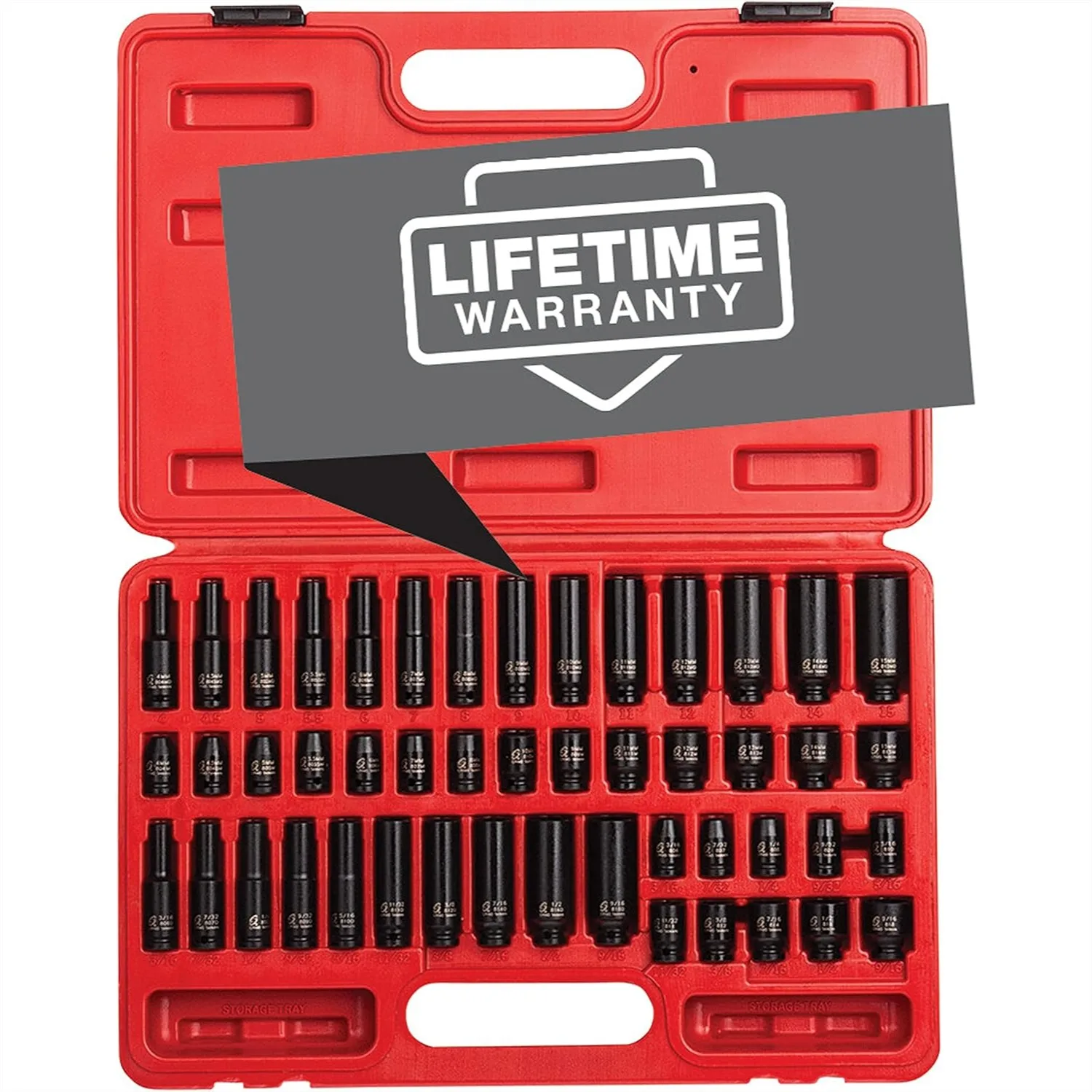 

Impact Socket Set 48-Piece, 1/4 Inch Drive SAE/Metric, Cr-Mo Steel, Heavy Duty Case