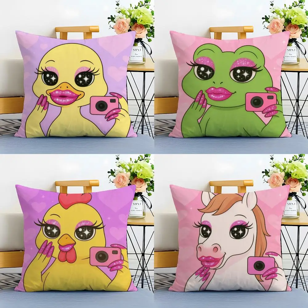 Fashion Cute Beauty Makeup Animals Cushion Cover Linen Pillowcase Soft  for Sofa Bed Home Room Decor