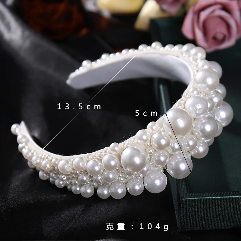 Silver Color Pearl Hairband Headband Tiara Women Korea Elegant Hair Hoop Ornament Bridal Wedding Hair Accessories Jewelry Band