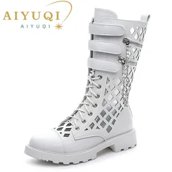 AIYUQI Letnie buty damskie Duży rozmiar 41 42 Nowe buty z dziurami Marton Buty damskie Chain Fashion Street Punk Cool buty damskie