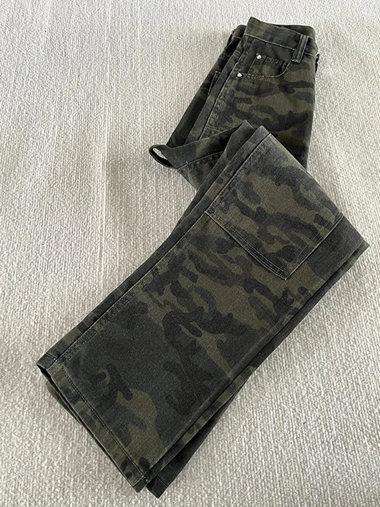 الأمريكية Sle التمويه الجينز الرجال ربيع الخريف سليم صالح شارع العليا نسخة ضيقة مستقيم الساق ملابس العمل سراويل تقليدية