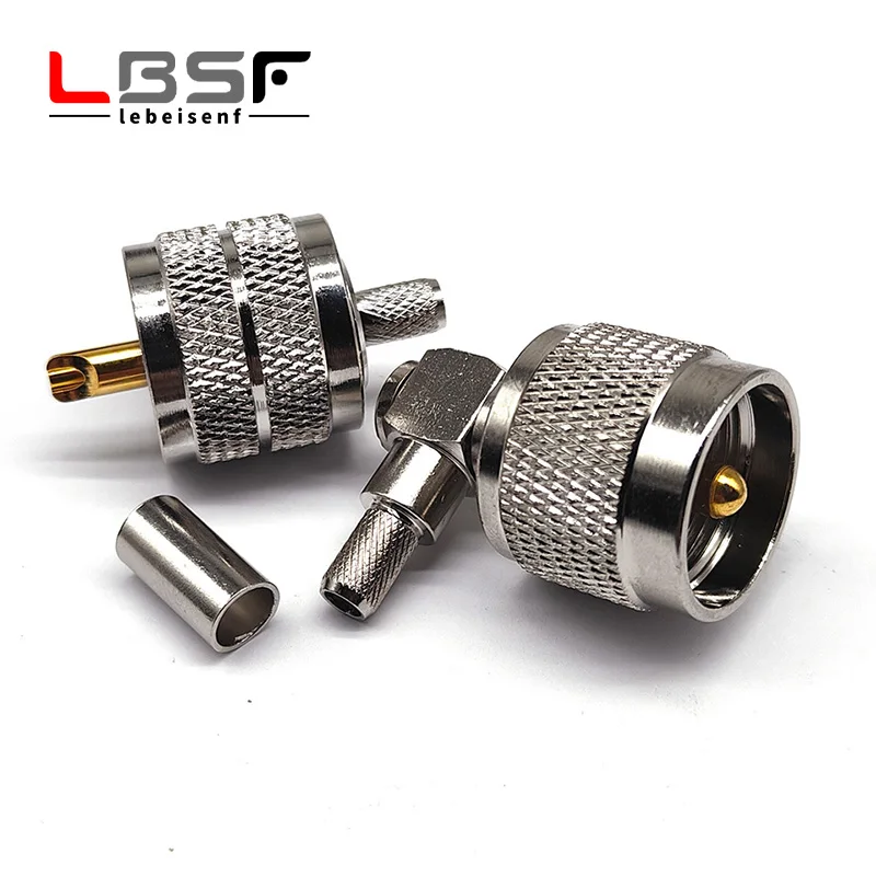 5/10pcs UHF Male Plug /Female Jack RF Coax Connector Crimp For RG58/142 LMR195 Cable Wire Terminal Straight Adapter right angle