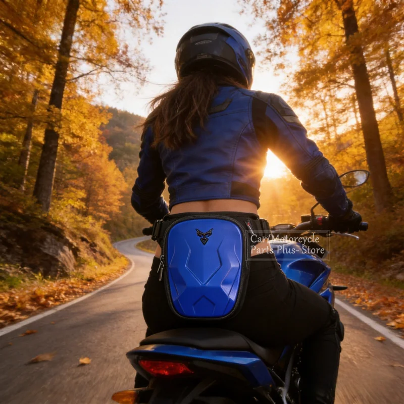 Motorcycle Drop Leg Bag Waterproof Carbon Fiber Hard Shell High Capacity Motocross Riding Thigh Waist Pack for Motorcyclists