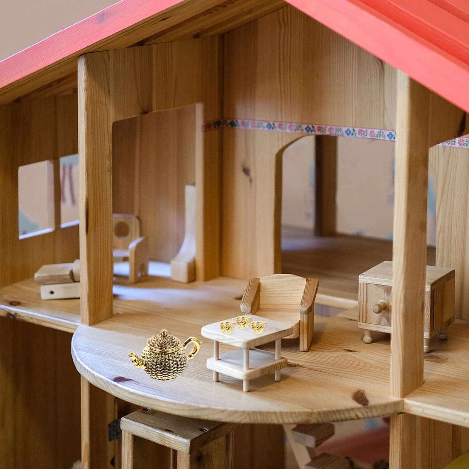 

6pcs Miniature Tea Pot Set Zinc Alloy Hydroponic Plant Pot Small Size Desktop Ornament For Home Decor Living Room Tabletop