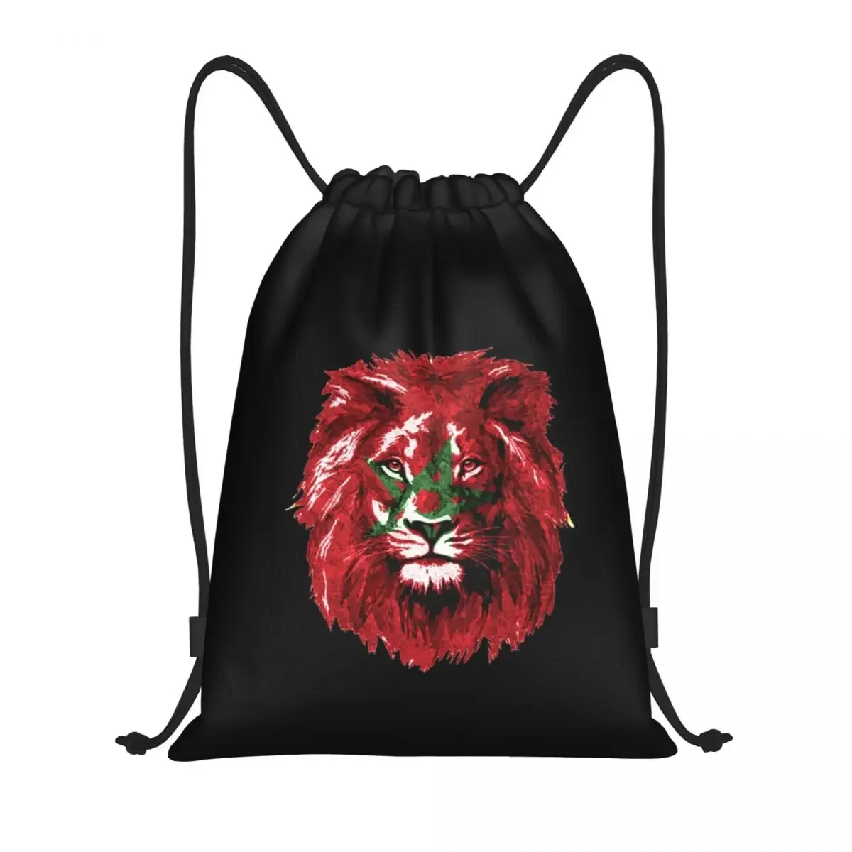 Mochila de cordão personalizada para homens e mulheres, Marrocos Lion, bandeira marroquina, leve, ginásio Sports Sackpack, sacos de ioga