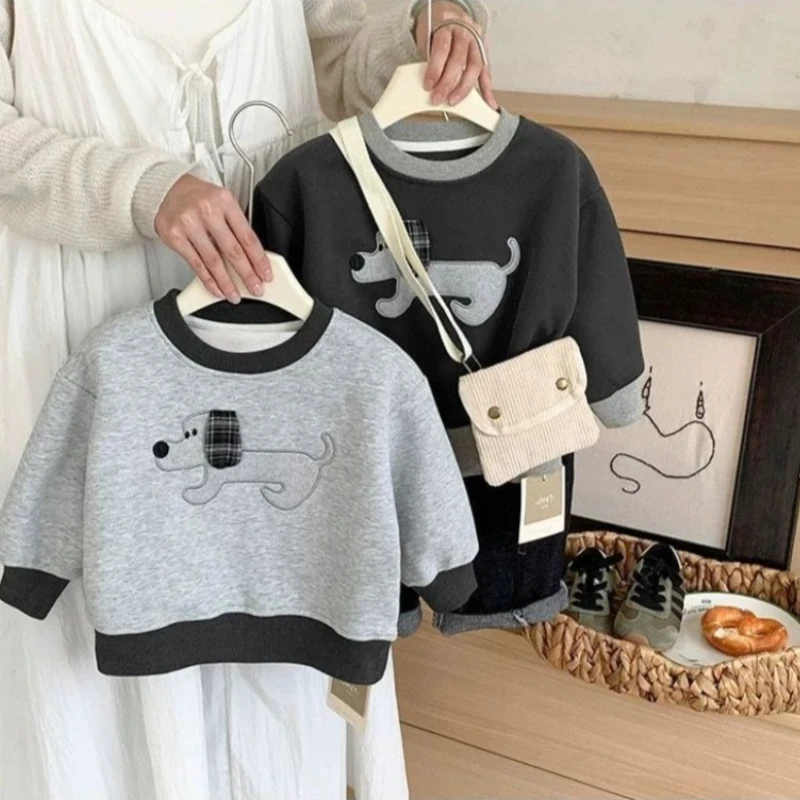 2026 New Boys Hoodie Autumn Cute Casual Long Sleeve Pullover Sweatshirt Kids Baby Tops