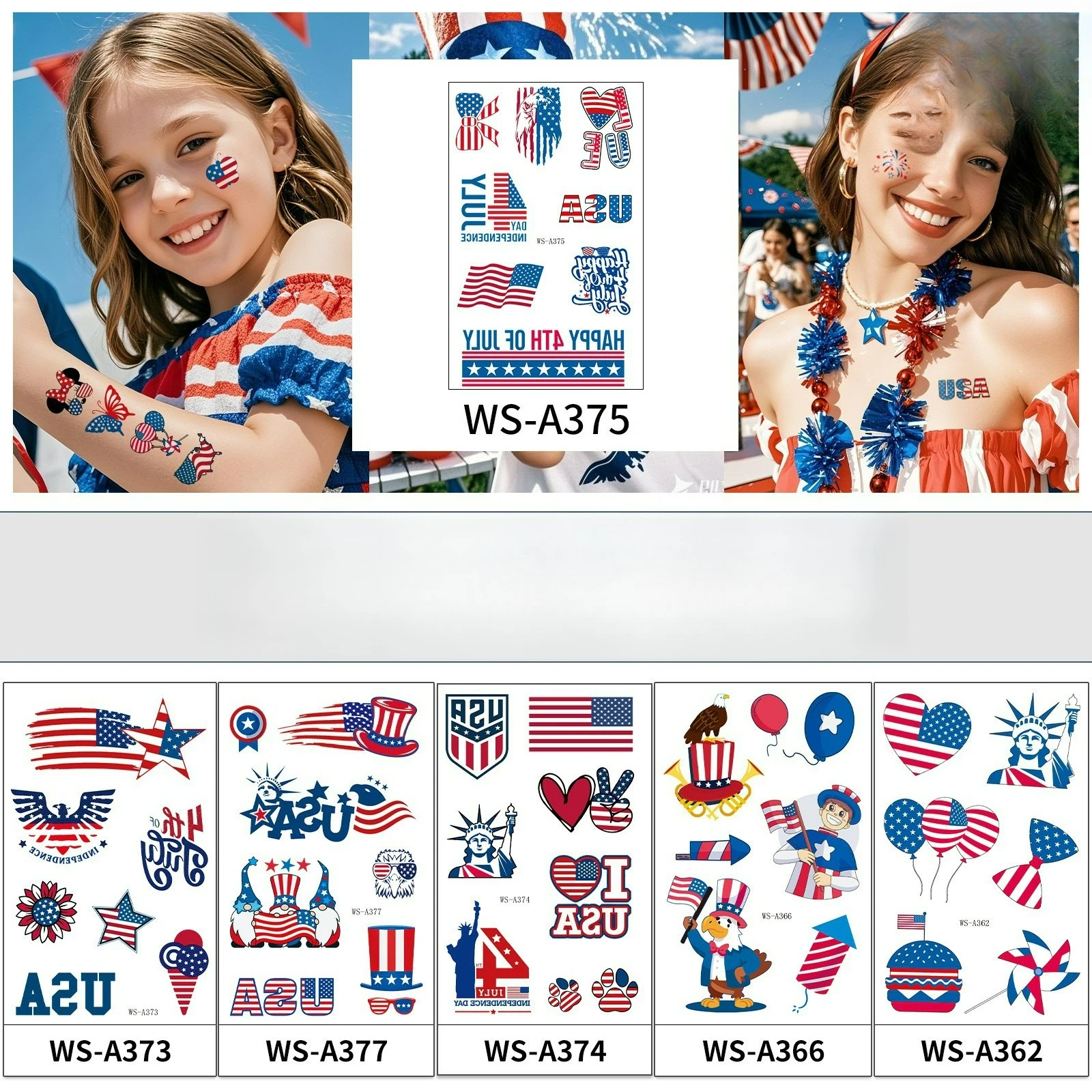 

New Independence Day Tattoo Sticker Flag Celebration Party Facial Makeup Decoration Tattoo Sticker