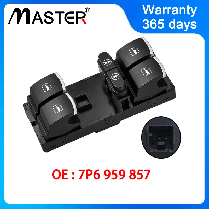 Chrome Master Window Electric Control Switch Button 7P6959857 For VW Touran Sharan Touareg Seat Alhambra 2011-2016 7P6 959 857