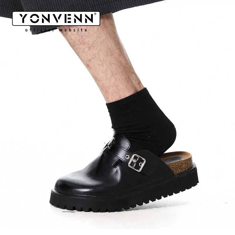 

New Four Star Design Birken Shoes for Men Made of Genuine Leather Thick soled Height Increasing Slippers for Casual Use