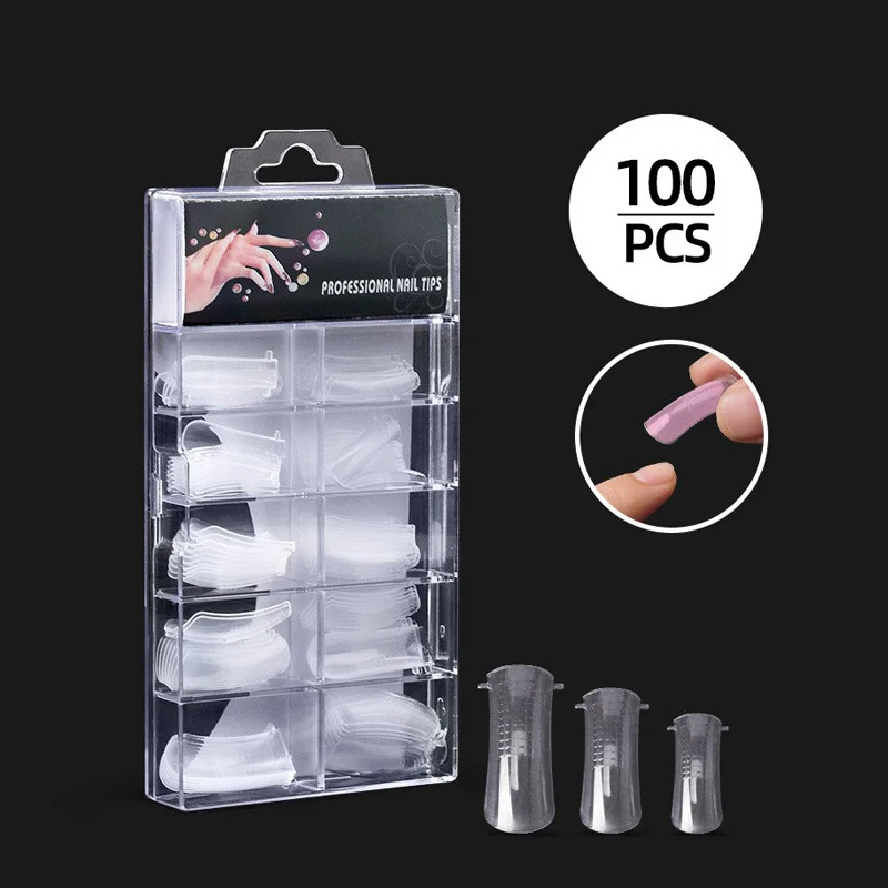 1 ボックス 100 個ネイルフォームフルカバー付け爪クイックビルディングモールドヒント偽爪整形拡張トップ金型アクセサリー